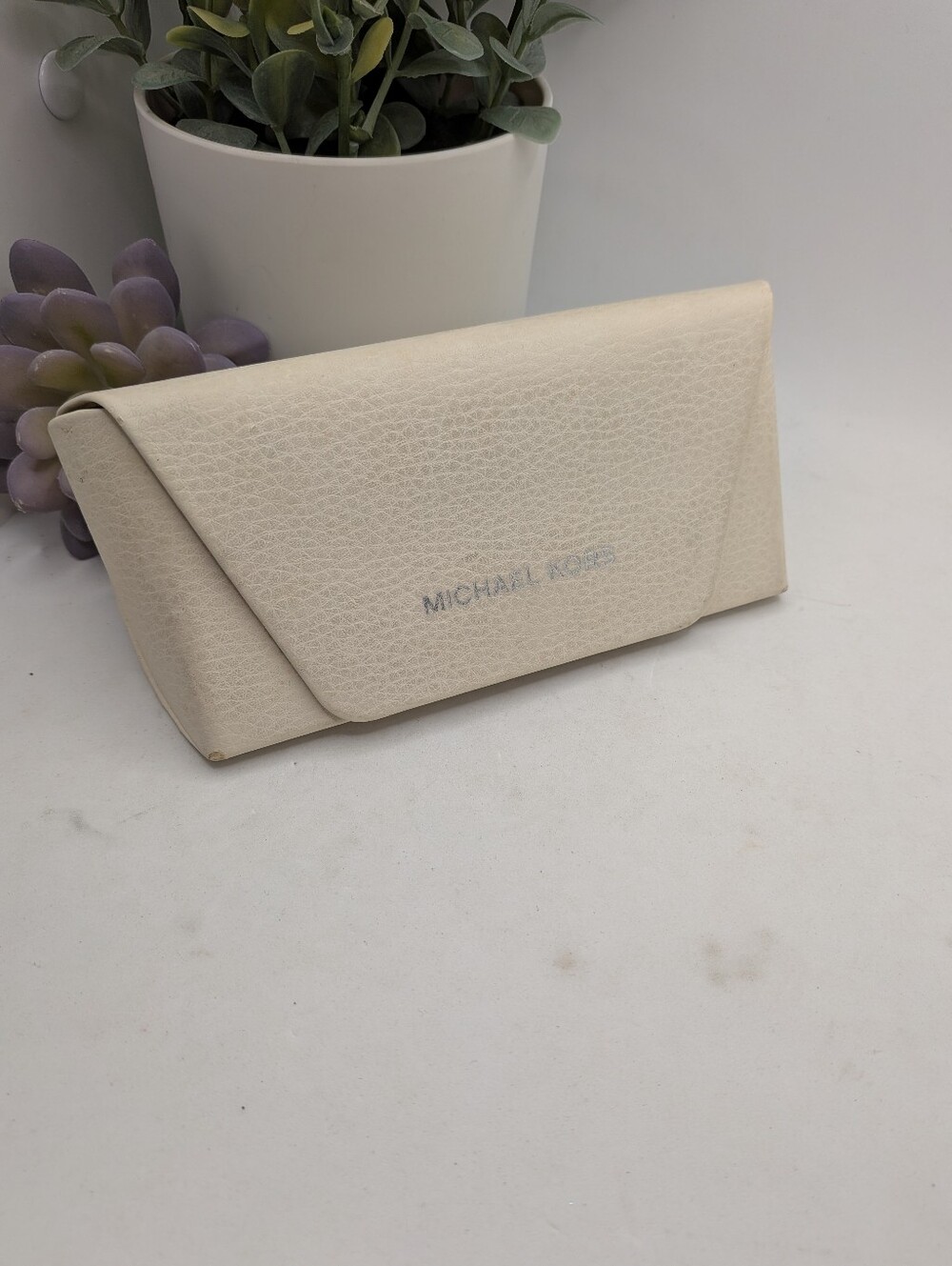 Michael Kors Cream Fold-Over Sunglass Case